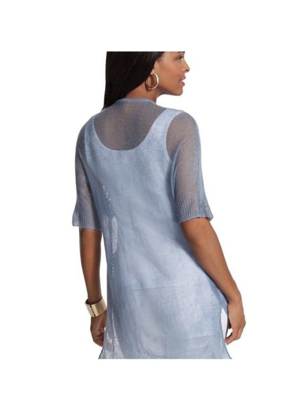 Chico’s Sweater Larkyn Lace Cardigan Western Bluebird Color Small Chico’s 0 NWT - Picture 2 of 13